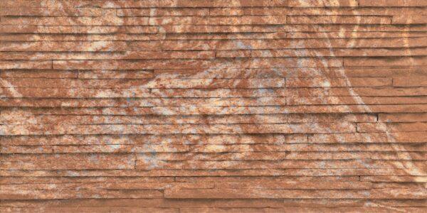 Muretto Stone flexible stone veneer with a brick-pattern mosaic, showcasing its textured surface and warm color for interior wall or exterior facade design.