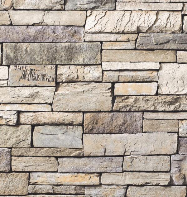 Ashfall Country Ledgestone flexible stone veneer features earth-toned colors, a rugged texture, and a natural stacked pattern, ideal for interior wall and exterior facade applications.