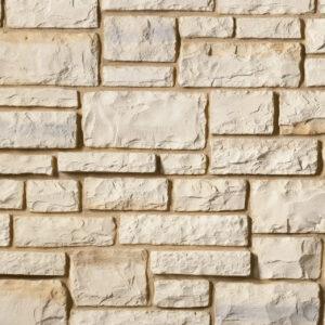 Texas Cream flexible stone veneer with a cobblefield profile, showcasing a natural limestone texture perfect for interior walls or exterior facade cladding.