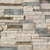 Flexible stone veneer in Echo Ridge showcases a multi-tone blend of gray, beige, and brown hues for interior walls or exterior facades, contact sales for details.