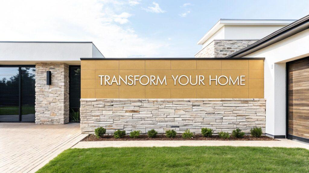 Transform Your Home with Thin Stone Veneer – Stylish & Durable 36 Exterior facade featuring natural stone veneer in a light beige color, adding a textured accent to a modern residential building's exterior wall design.